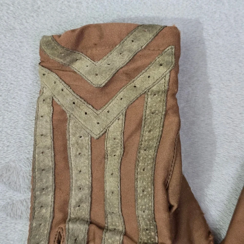 Vintage Isotoner Women's Tan Gloves Large Wool Trim Driving Gloves - Picture 13 of 15